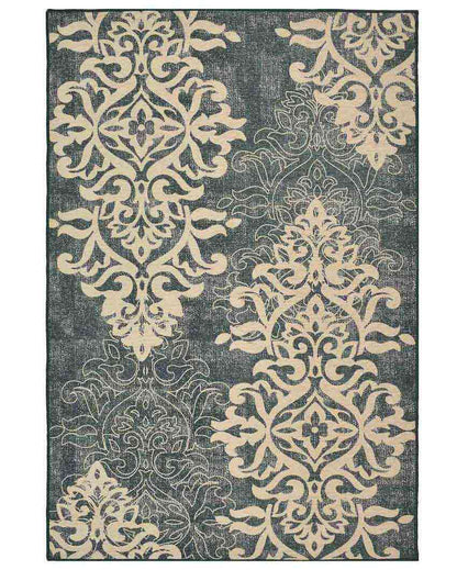 Retro Art Grey Washable Polyester Carpet | 6 X 4 Ft