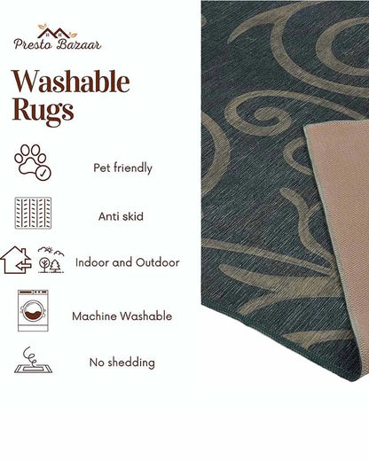 Antique Washable Polyester Carpet | 6 X 4 Ft Grey