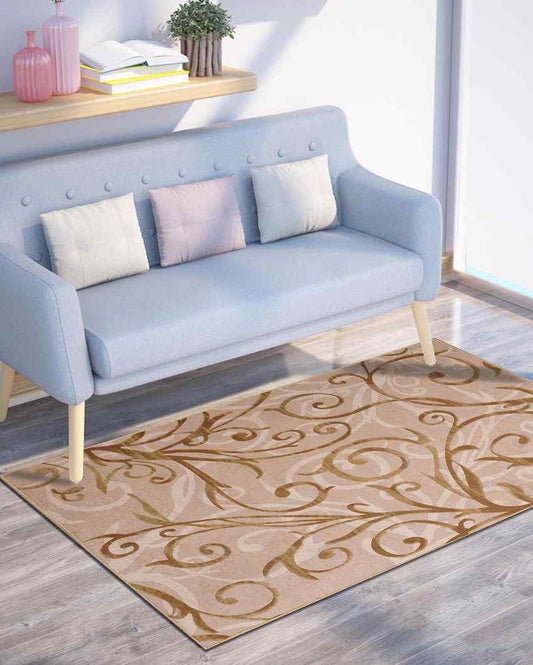 Antique Washable Polyester Carpet | 6 X 4 Ft Beige