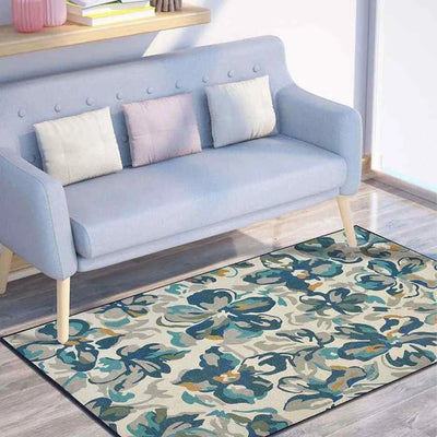 Little Floral Washable Polyester Carpet | 6 x 4 Feet