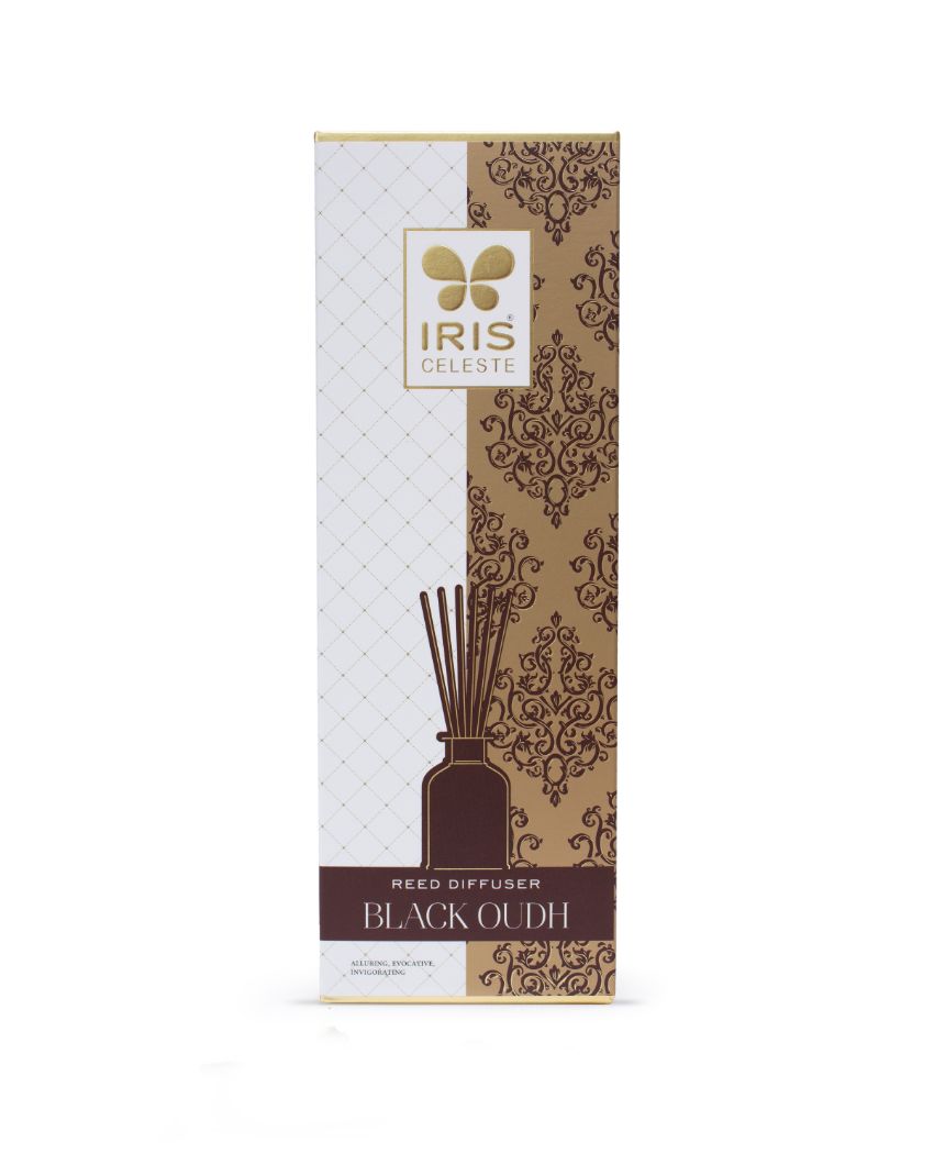 Celeste Black Oudh Reed Diffuser With 1N Glass Jar | 6N Reed Sticks | Diffuser Oil 100Ml