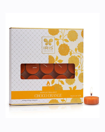Acrylic Tealights Fragrance Candles | Set Of 25 Choco Orange