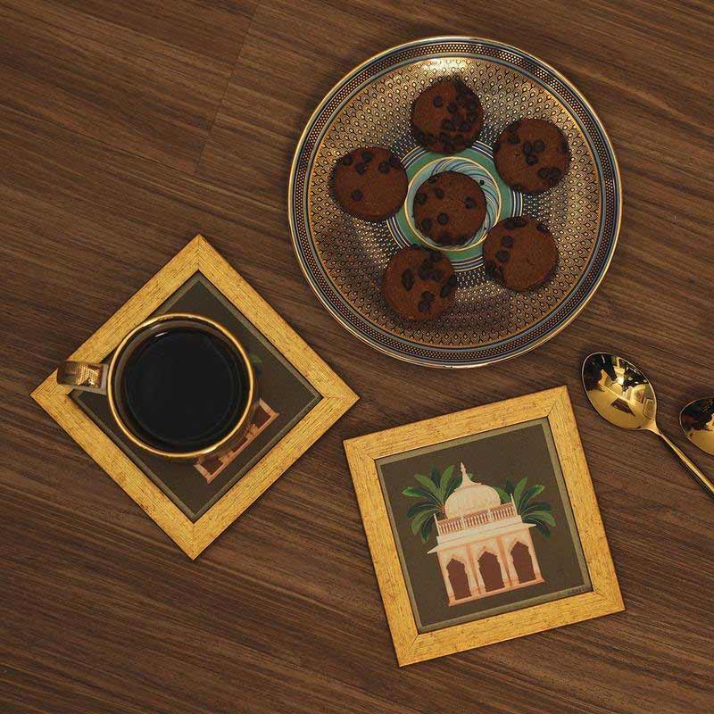 Gajraj Series Jharonkha  Framed Coasters | Set Of 2 Default Title