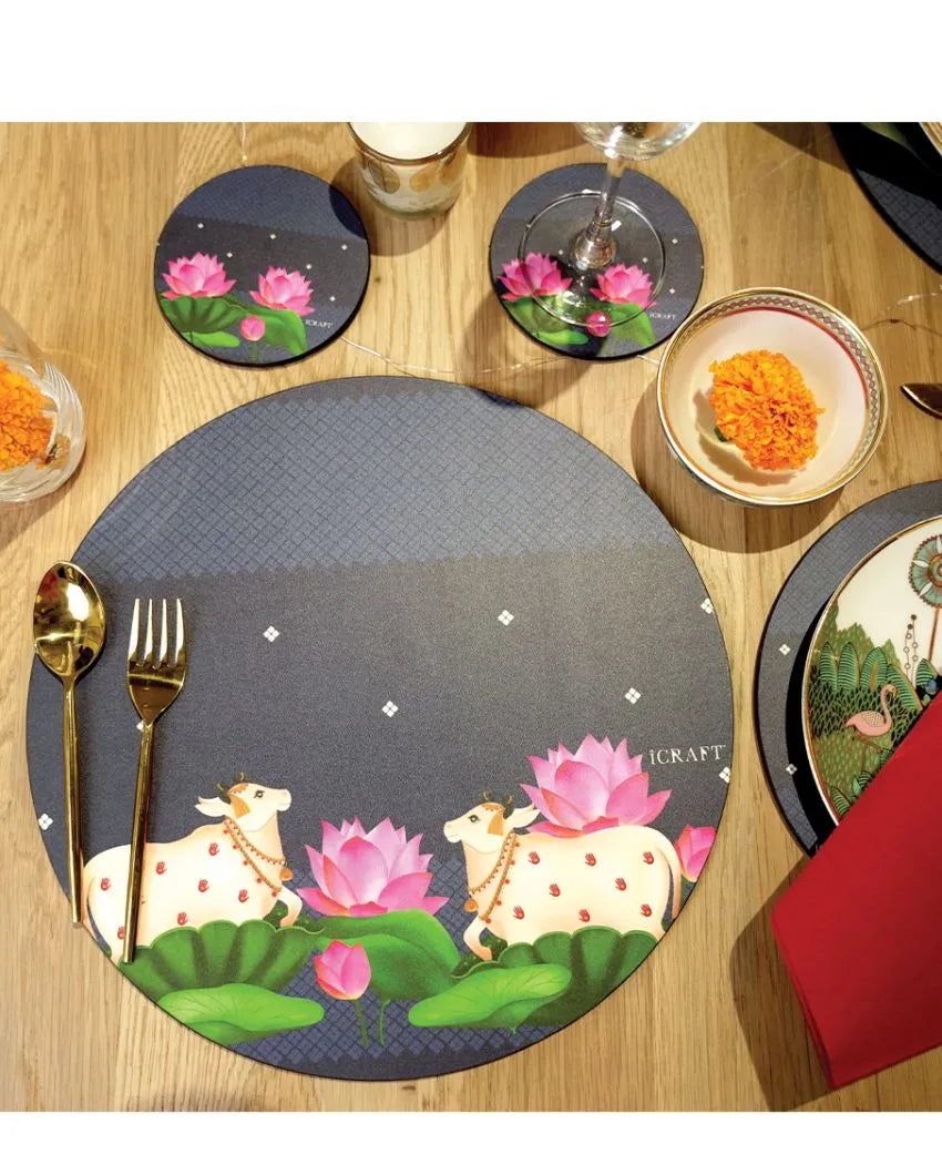 Neel Pichwai Mdf Round Tablemat | Set Of 6