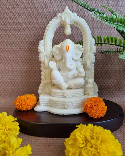 Refined White Marble Dust Decor Idol Statue | White 22 x 15 cn 9 x 6 inches