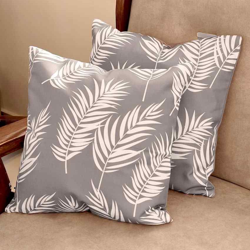 Wildly Chic And Leaf Poly Canvas Cushion Covers | Set Of 5 | 16 x 16 inches