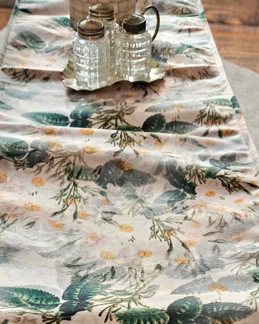 Natural Floral Design Poly Canvas Table Runner | 72 x 12 Inches