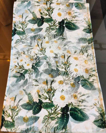 Natural Floral Design Poly Canvas Table Runner | 72 x 12 Inches