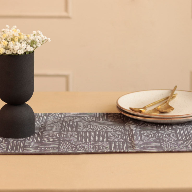 Grey Geometric Print Table Runner | 72 X 12 Inches Default Title