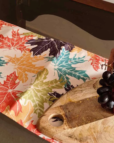 Tropical Charm Palm Leaves Pattern Poly Canvas Table Runner | 72 x 12 inches