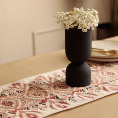 Modern Beige Indian Tradition Ikkat Pattern Table Runner | 72 X 12 Inches Default Title