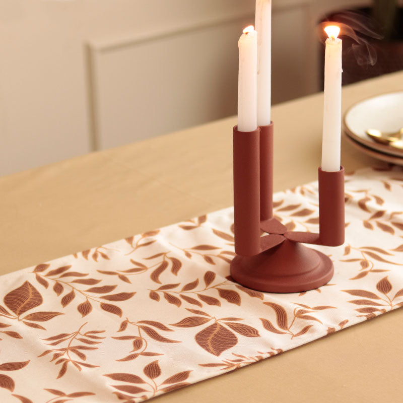 Beautiful Brown Leaves On Table Runner | 72 X 12 Inches - Dusaan
