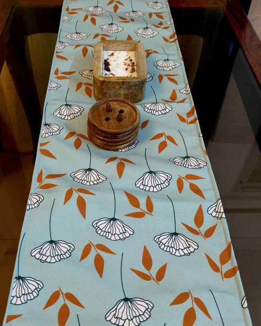 Modern Dandelion Design Poly Canvas Table Runner | 72 x 12 inches