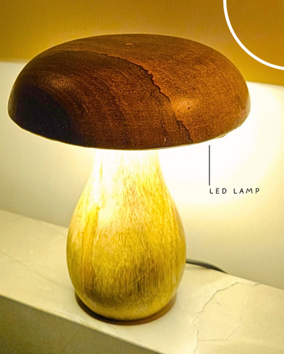 Charming Mango Wood Mushroom Led Lamp | 5 x 6 inches