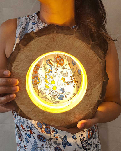 Handcrafted Mango Wood Bark LED Lamp With 12V Driver | 9 x 3 inches