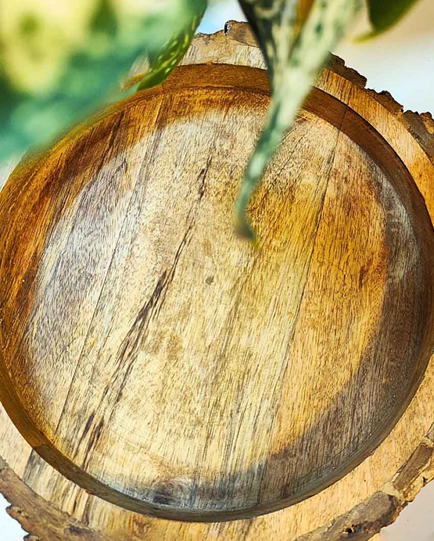 Antique Design Mango Wood Round Tray