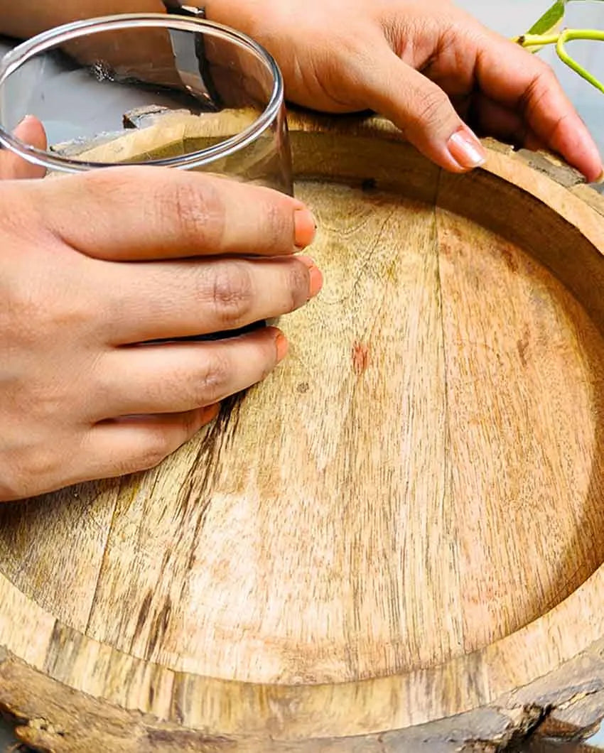 Antique Design Mango Wood Round Tray