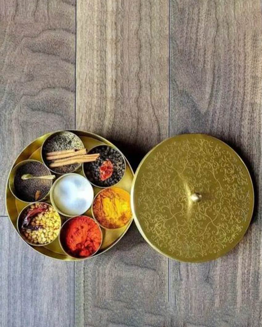 Gold Plated 7 Detachable Spice Box Containers Set | 100 ml