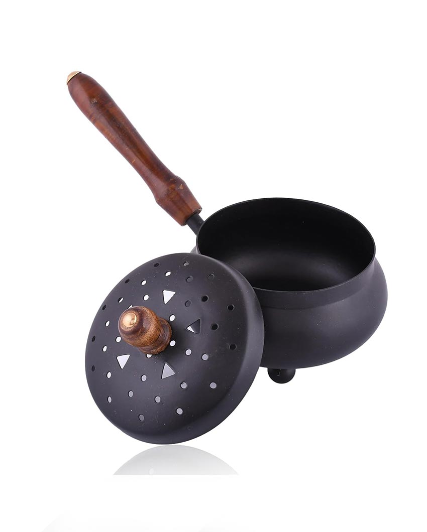 Stylish Black Metal Loban Burner With Handle | 10 x 5 x 5 inches