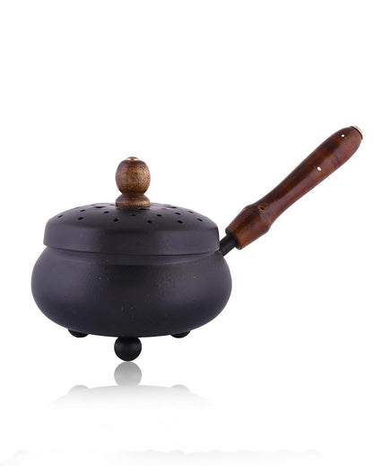 Stylish Black Metal Loban Burner With Handle | 10 x 5 x 5 inches