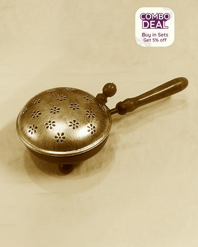Elegant Metal Dhoop Dani Holder With Handle | 11 x 5 x 5 inches