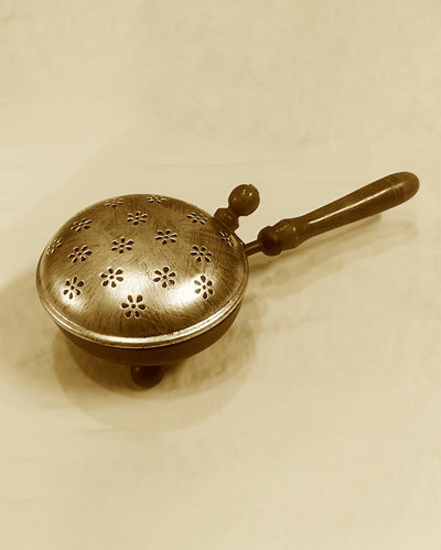 Elegant Metal Dhoop Dani Holder With Handle | 11 x 5 x 5 inches