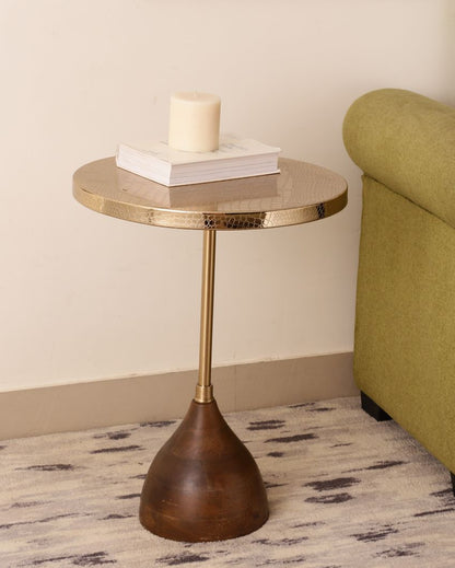 Beautiful Gold & Brown Viotto Croc Pattern Table | 16 x 8 x 22 inches