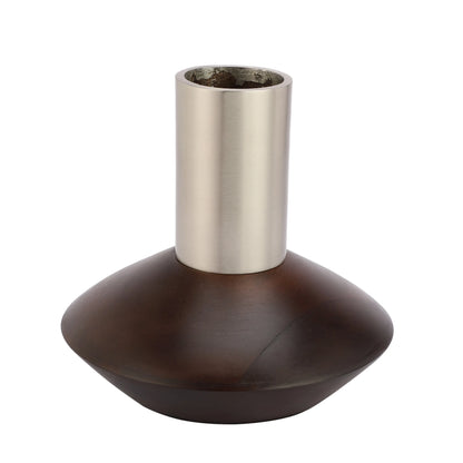 Short Deidra Wooden & Aliminium Vase | Multiple Colors