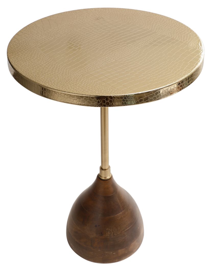 Beautiful Gold & Brown Viotto Croc Pattern Table | 16 x 8 x 22 inches