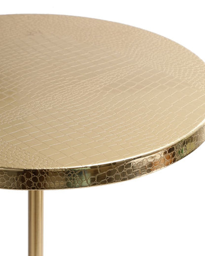 Beautiful Gold & Brown Viotto Croc Pattern Table | 16 x 8 x 22 inches