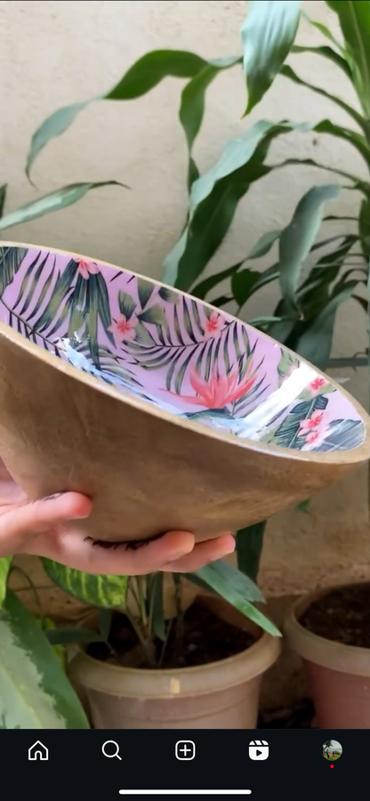 Tropical Serving Wooden Dip Bowl