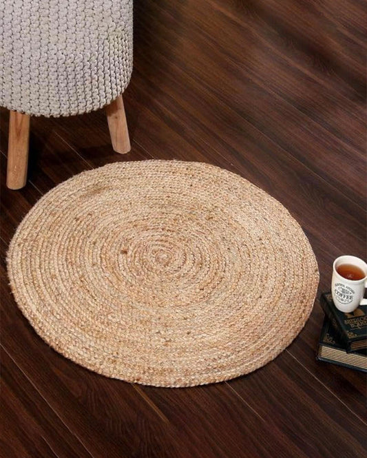 Round Hand Braided Jute Area Rug | 35 Inches