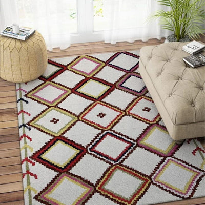 Elegant Geometric Hand Tufted Wool Carpet Modern Design | 4 x 6 Feet