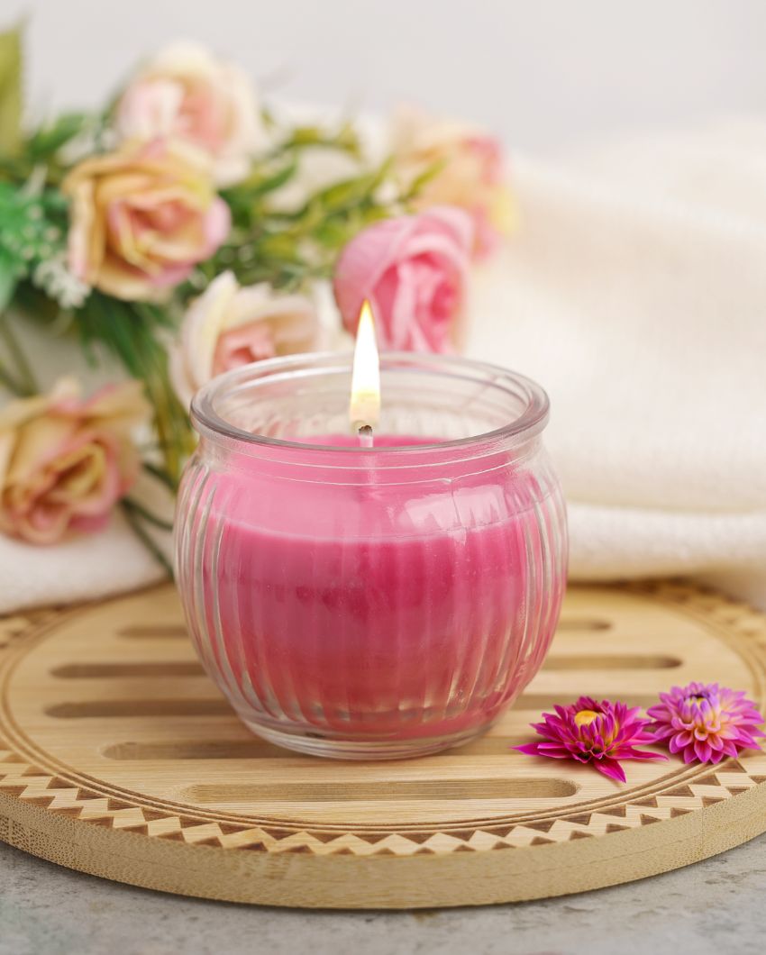 Iris Homefragrances Ribbed Jar Candles | 110G | Set Of 4 Damask Rose