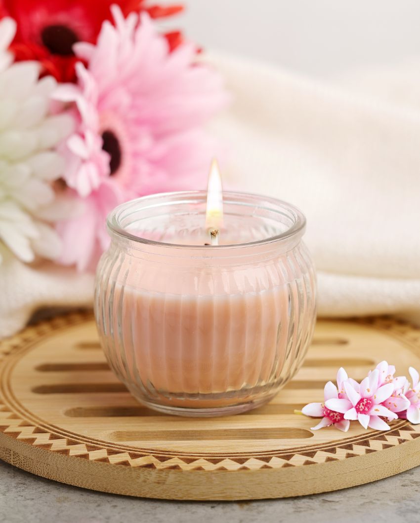 Iris Homefragrances Ribbed Jar Candles | 110G | Set Of 4 Peach Pomogranate