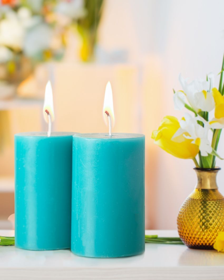 Iris Homefragrances Pillar Candles | 120G | Set Of 4 Cool Blue