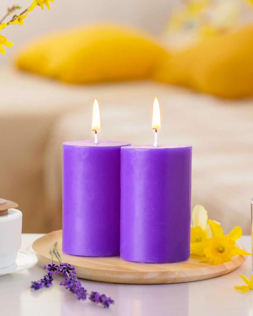 Iris Homefragrances Pillar Candles | 120G | Set Of 4 Lavender