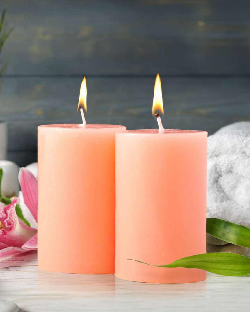 Iris Homefragrances Pillar Candles | 120G | Set Of 4 Peach Pomogranate