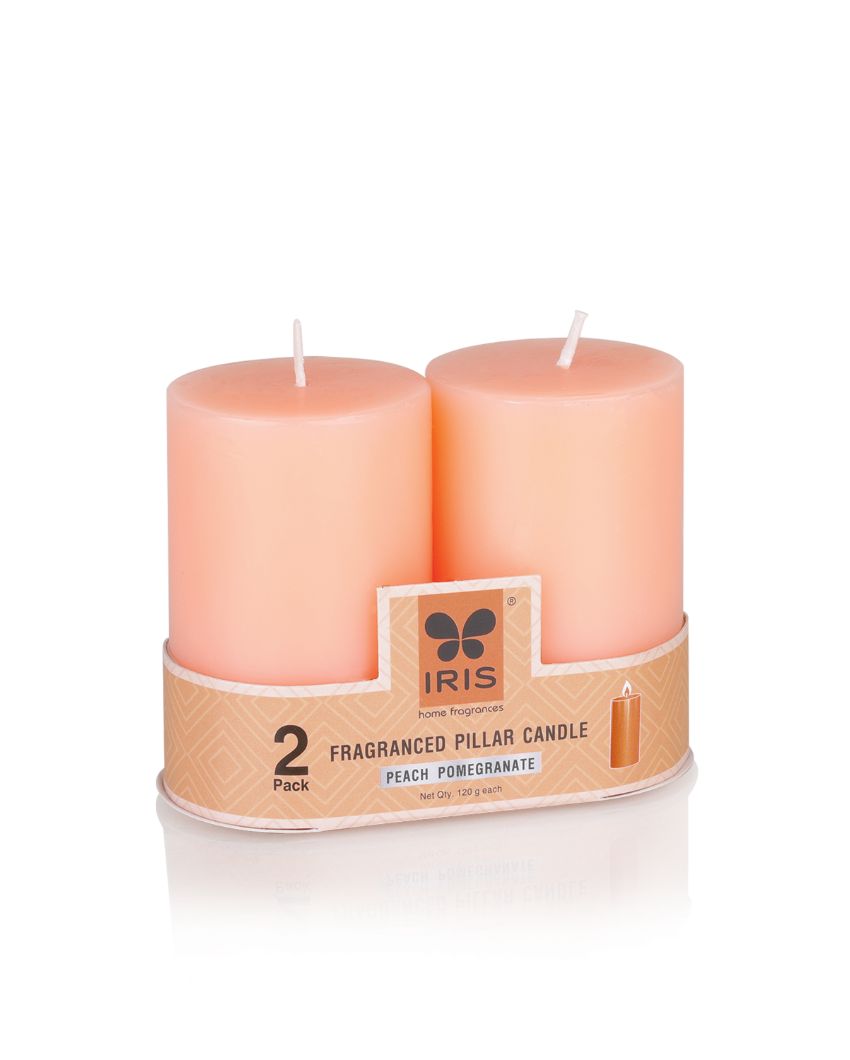 Iris Homefragrances Pillar Candles | 120G | Set Of 4 Peach Pomogranate