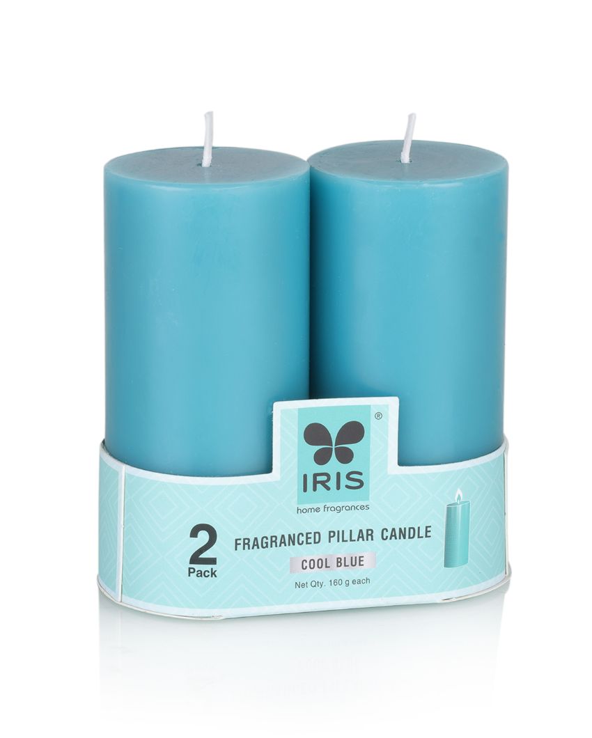 Iris Homefragrances Pillar Candles | 160G | Set Of 4 Cool Blue