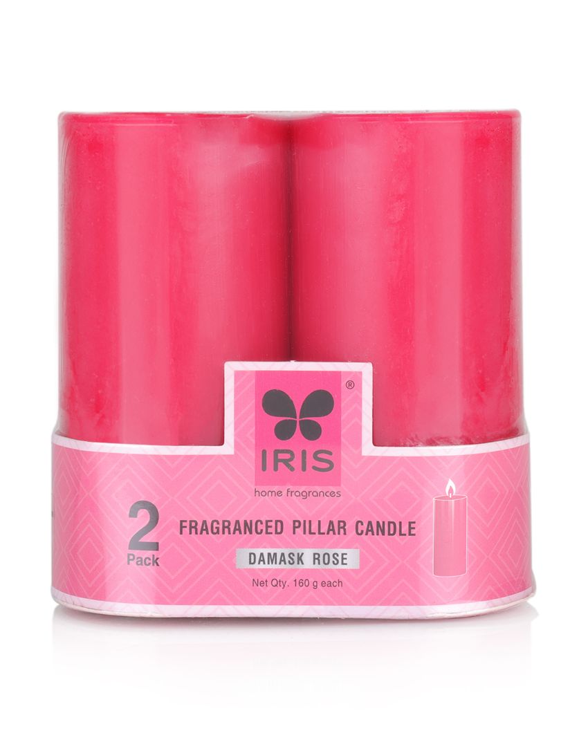 Iris Homefragrances Pillar Candles | 160G | Set Of 4 Damask Rose