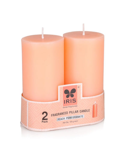 Iris Homefragrances Pillar Candles | 160G | Set Of 4 Peach Pomogranate