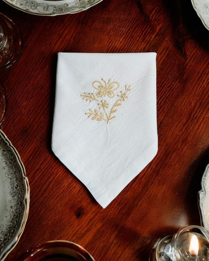 Elegant Chikankari Dinner Cotton Napkins | Set of 2 | 21 x 21 inches