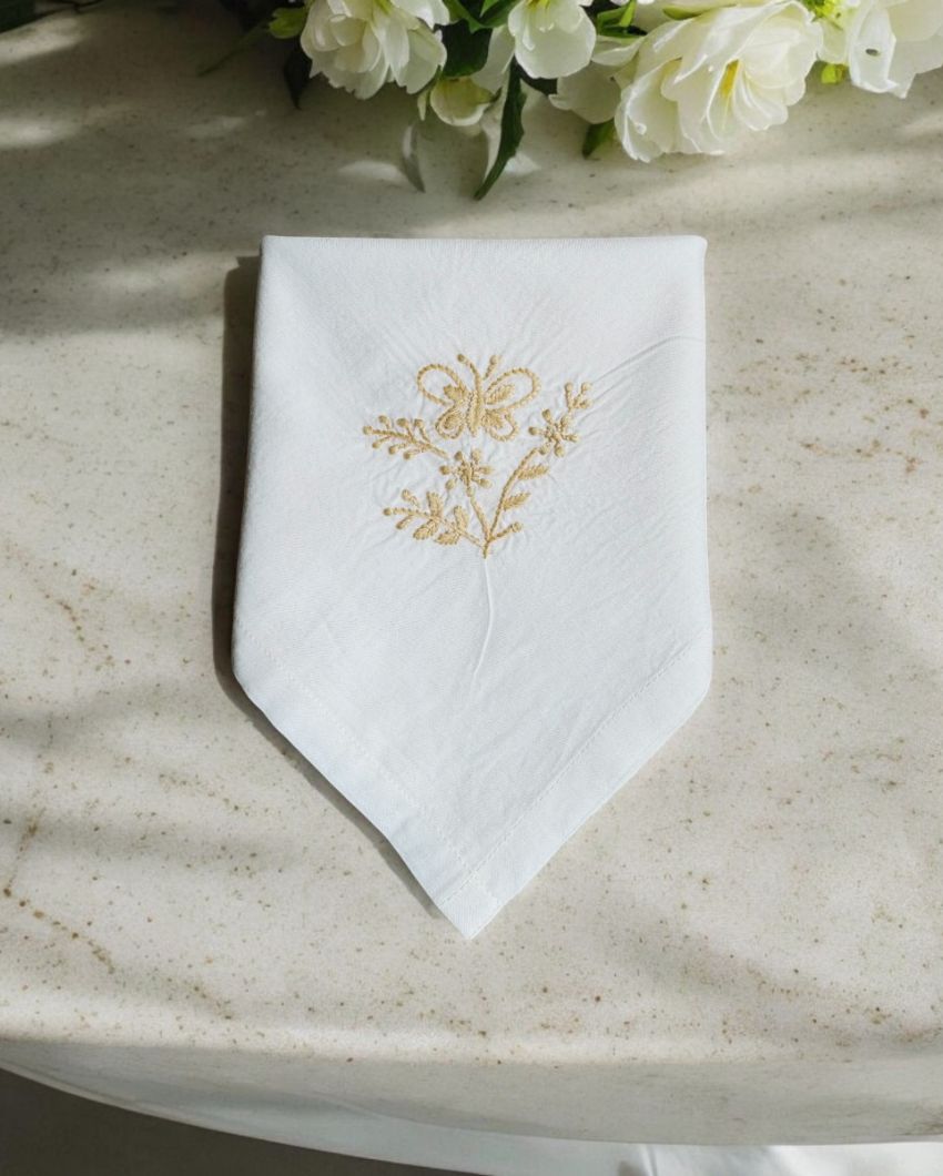 Elegant Chikankari Dinner Cotton Napkins | Set of 2 | 21 x 21 inches