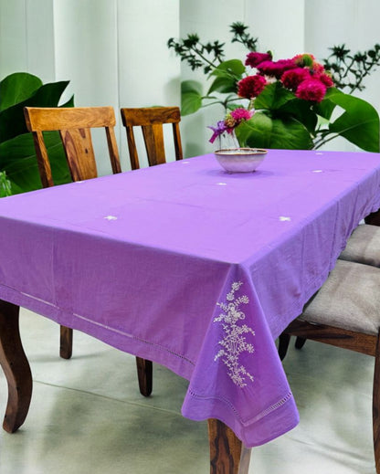 Handcrafted Floral Embroidery Table Cover | 92 x 57 inches