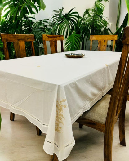 Handcrafted Floral Embroidery Table Cover | 92 x 57 inches