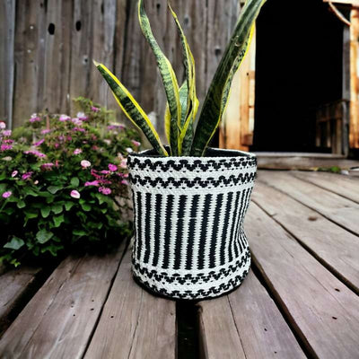 Stylish Harmony Cotton Basket Planter | 8 x 7 Inch Black