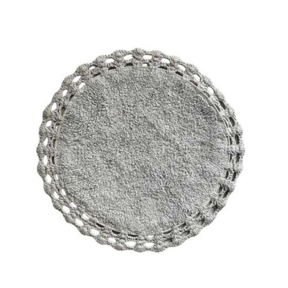 Round Premium Cotton Meadow Bath Mat | 24 Inch Grey