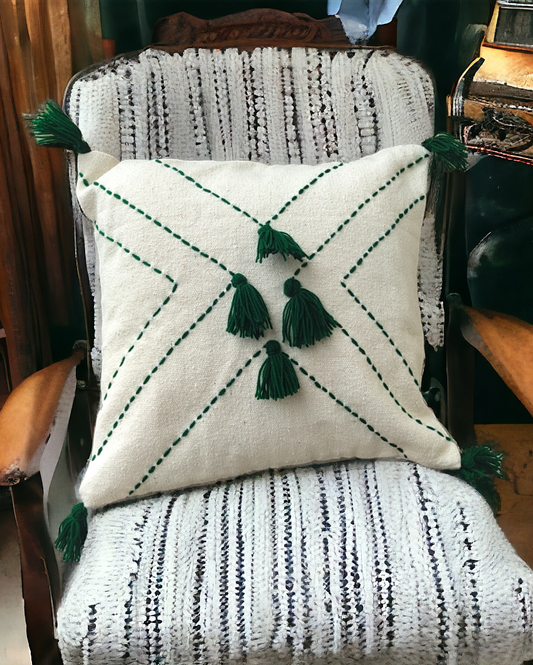Felice Hand Made Cotton Cushion Cover Dark Green