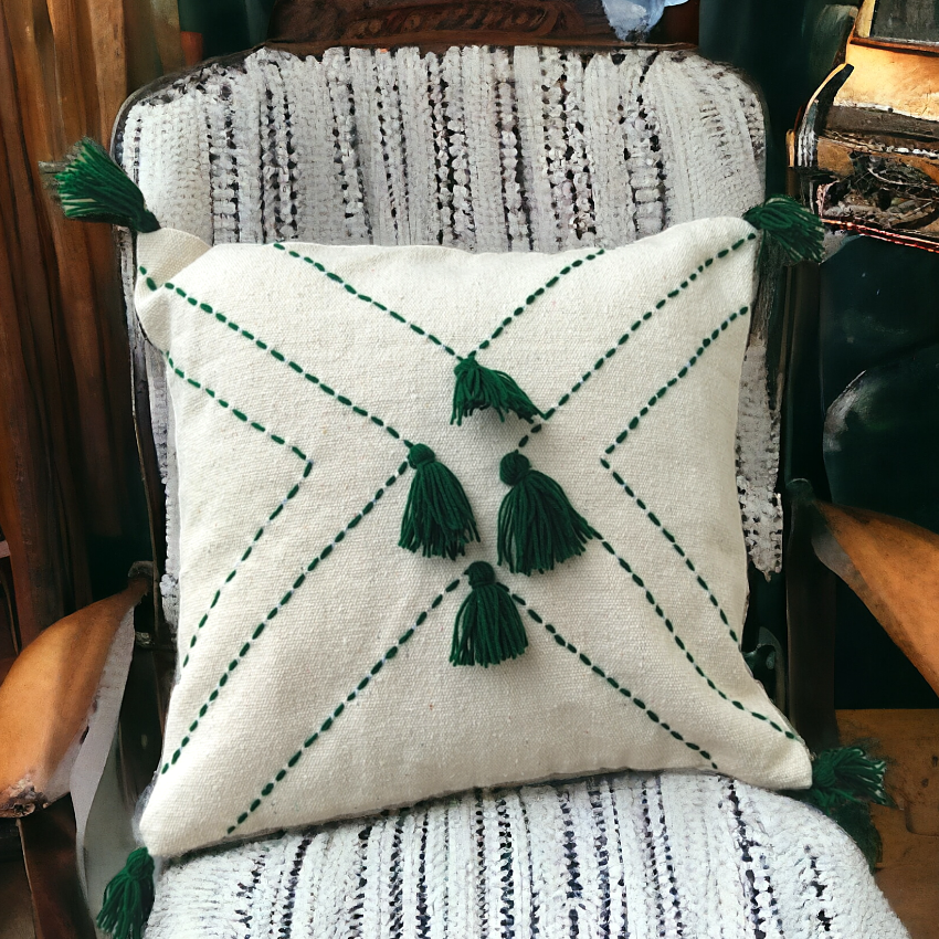 Felice Hand Made Cotton Cushion Cover Dark Green